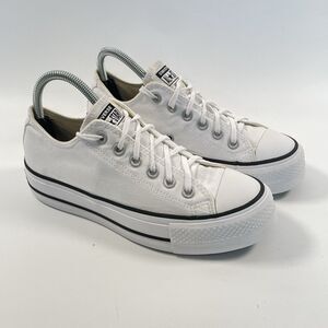Converse All Star Lift Platform Low Top White Black 560251F Womens Size 7.5